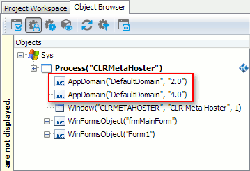 Object Browser showing .NET application with two AppDomains