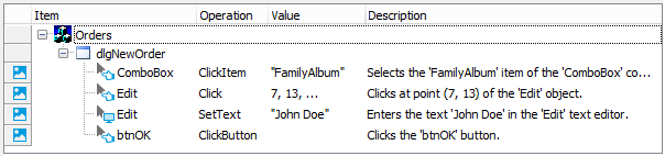 Sample keyword test recorded for Visual C++ application