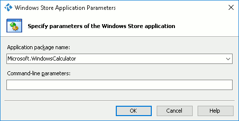 Windows Store Application Parameters Dialog