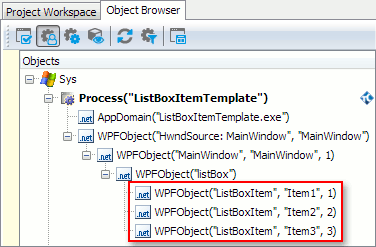 List box object hierarchy in the Object Browser