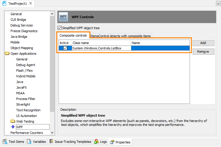 Project Properties: WPF Controls