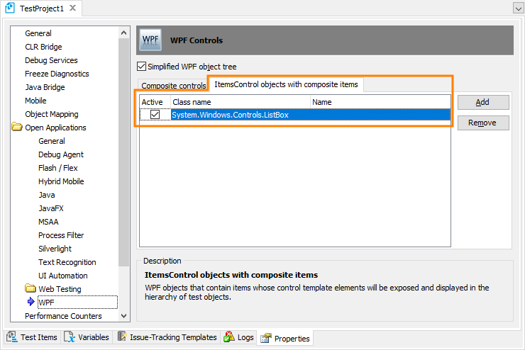 Project Properties: WPF Controls