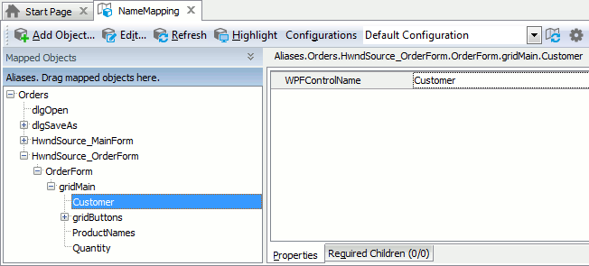 Sample Name Mapping for a WPF application