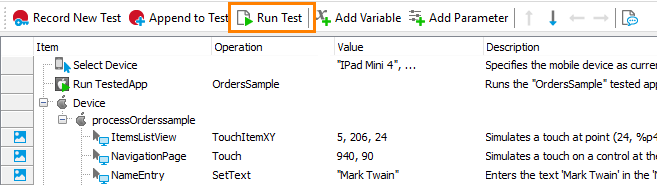 Testing Xamarin.Forms applications tutorial: Run the recorded test