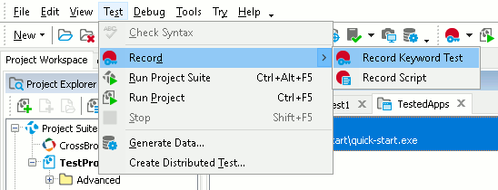 Testing Electron applications tutorial: Start recording