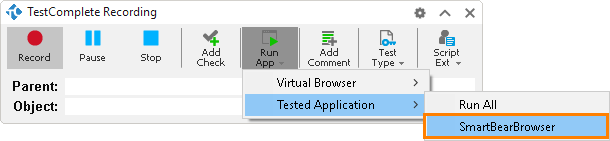 Running SmartBearBrowser during recording Running SmartBearBrowser during recording