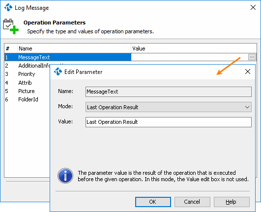 Properties of the Log Message Operation