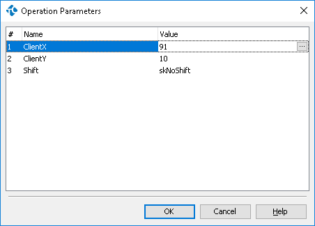 Operation Parameters Dialog