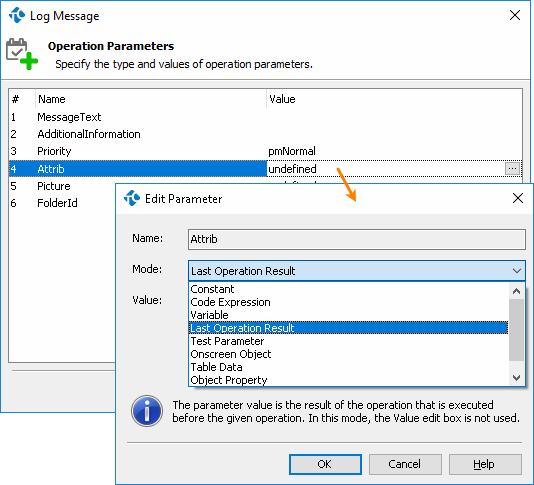 Specifying the [Last Operation Result] value