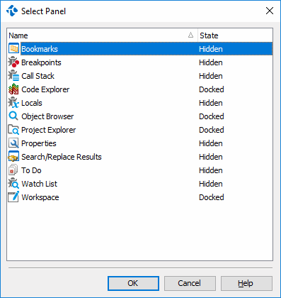 Select Panel Dialog