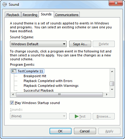 Sound and Audio Device Properties dialog