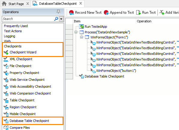 Database Table Checkpoint: Adding database table checkpoints to keyword tests