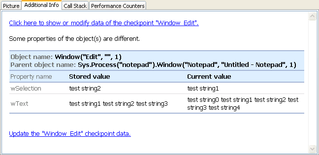 Object checkpoint results