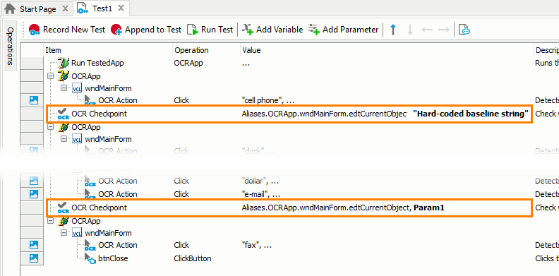 Parameterizing the OCR Checkpoint operation