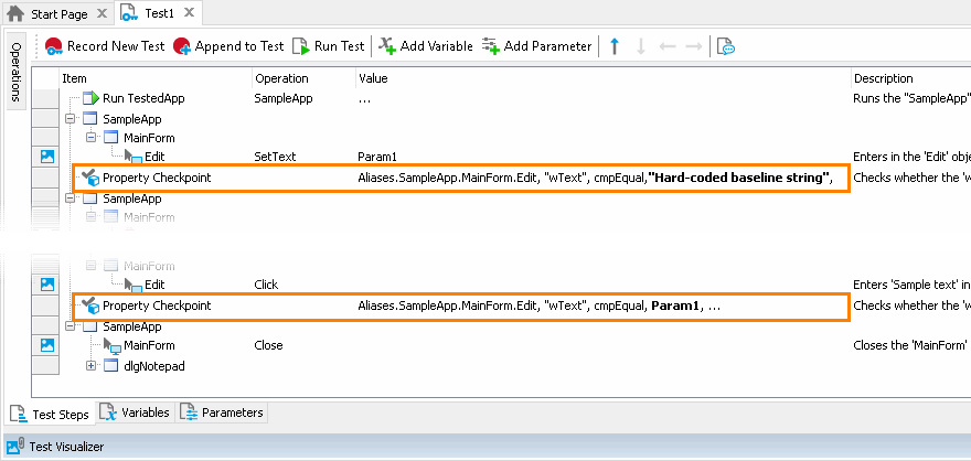 Parameterizing the Property Checkpoint operation