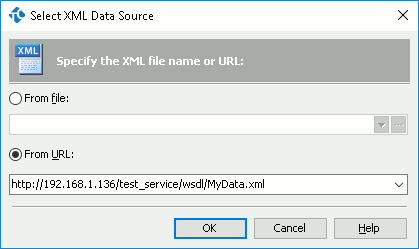 Select XML Data Source dialog