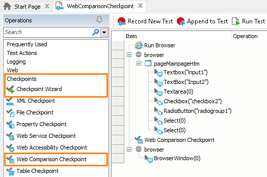 Web Comparison Checkpoint: Adding web comparison checkpoints to keyword tests
