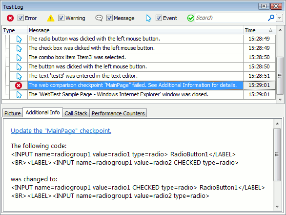 Web comparison checkpoint results