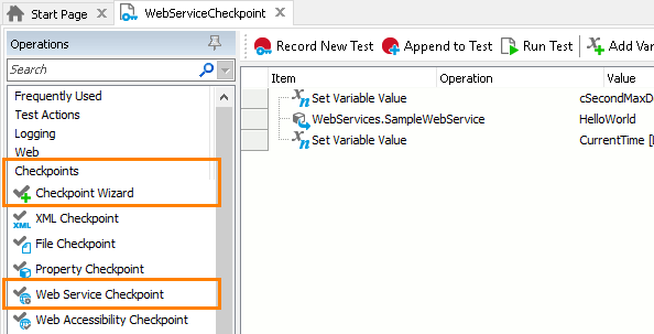 Web Service Checkpoint: Adding Web Service checkpoints to keyword tests