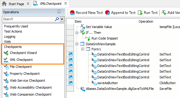 XML Checkpoint: Adding XML checkpoints to keyword tests