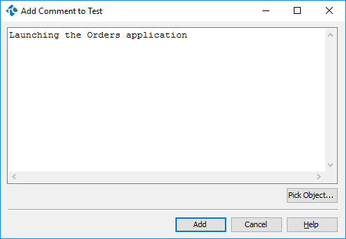 Add Comment to Test Dialog