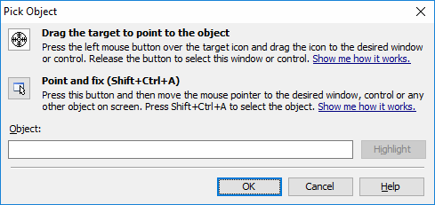 Pick Object dialog