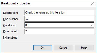 Breakpoint Properties Dialog