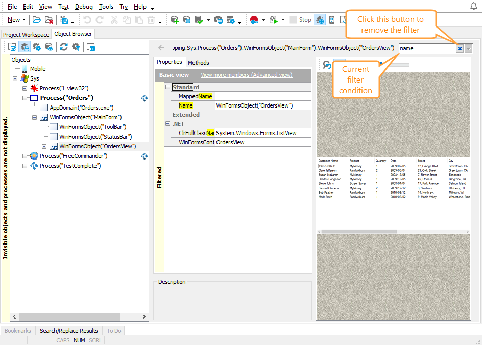 Searching in Object Browser