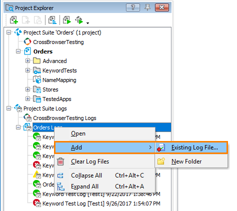 Import existing log files