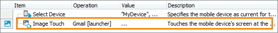 Image-Based Testing: Touching an object in an image-based test