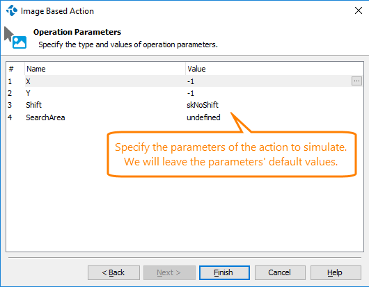 Image-Based Testing Tutorial: Selecting additional parameters