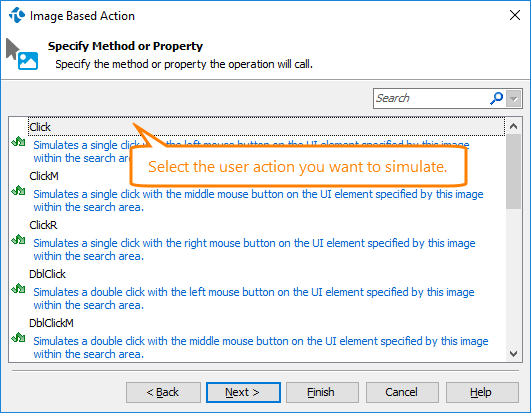 Image-Based Testing Tutorial: Selecting user action to simulate