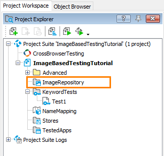 Image-Based Testing Tutorial: Image Repository in project