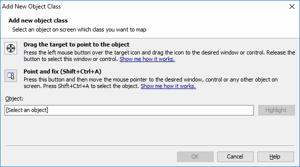 Add New Object Class Dialog