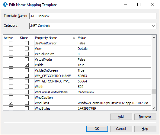 Edit Name Mapping Template Dialog