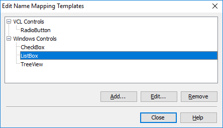 Edit Name Mapping Templates Dialog