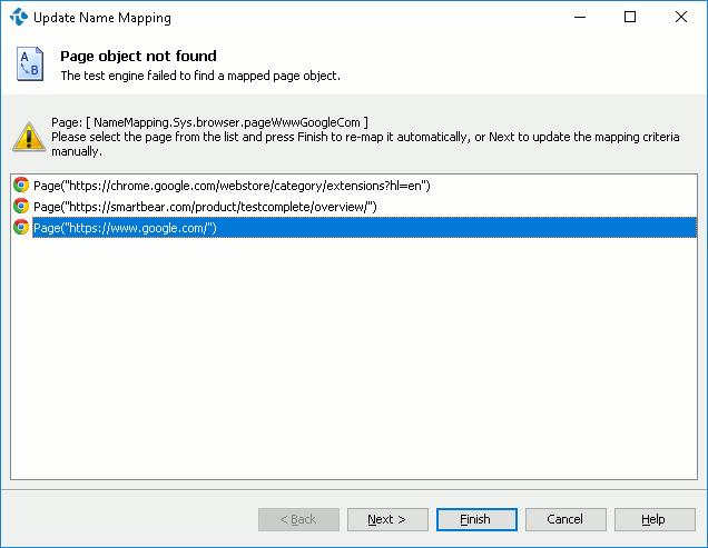 Update Name Mapping Wizard - Page Not Found Page