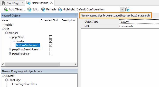 Mapped name in the Name Mapping repository