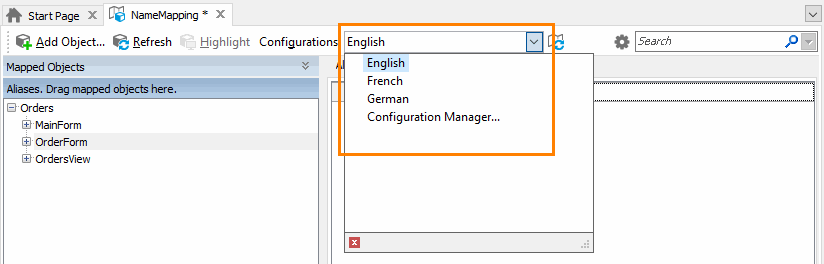 Name mapping configurations