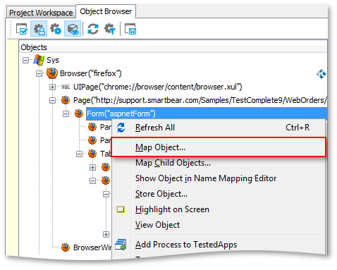 Adding objects to Name Mapping from Object Browser