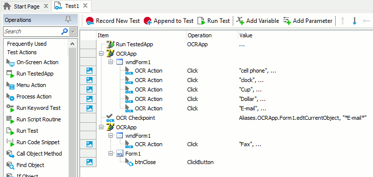 Recorded keyword test that uses optical character recognition