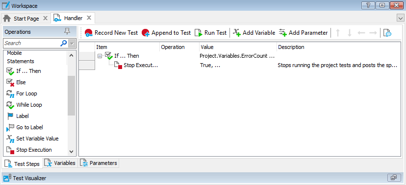 Keyword test event handler
