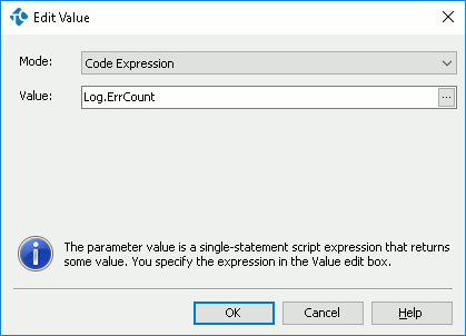 Specifying code expresstion as Value1