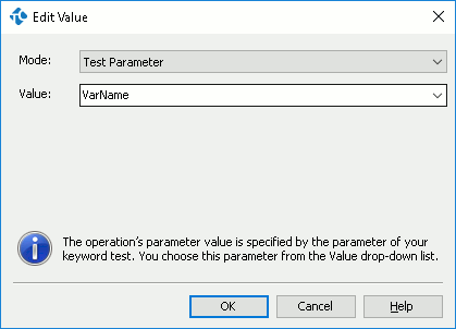 Specifying the test parameter as Value1