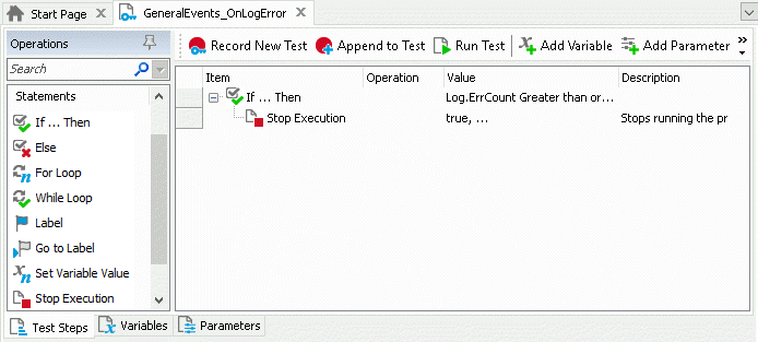 Keyword Test Event Handler