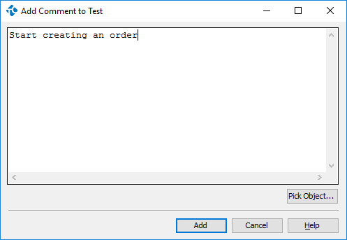 The Add Comment to Test Dialog