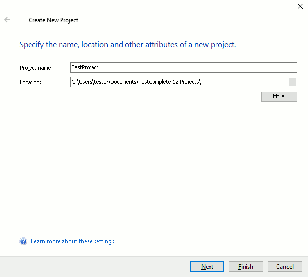 Create New Project Wizard