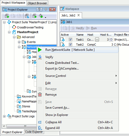 Running NetworkSuite command