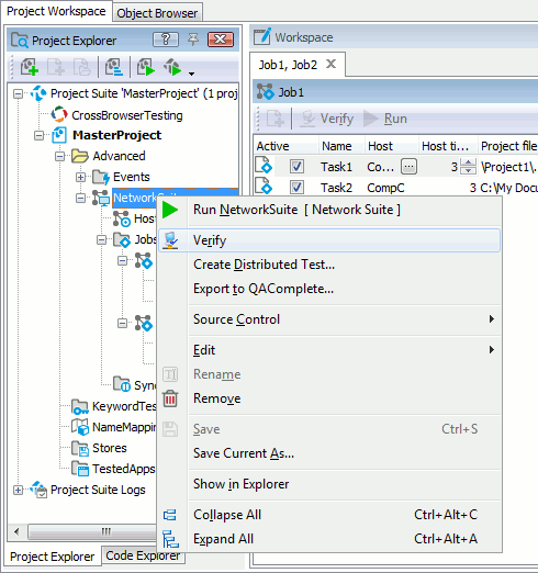 Verifying the network suite