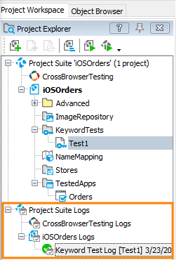 Getting Started With TestComplete (iOS): Logs In Project Explorer
